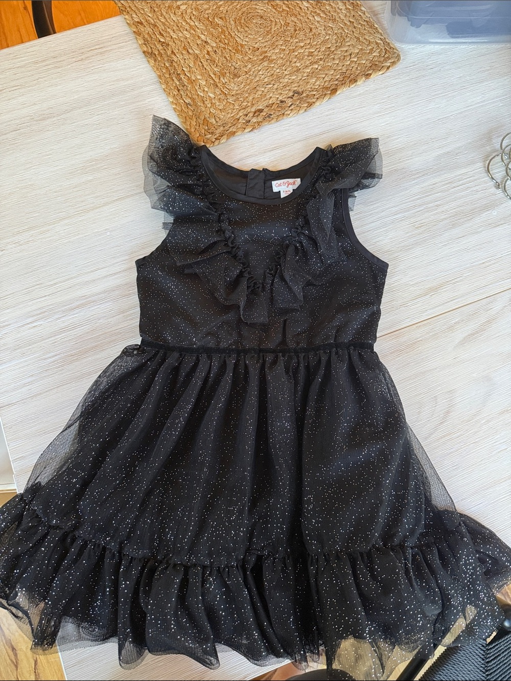 Cat & Jack Black Glitter Tulle Ruffle Party Dress